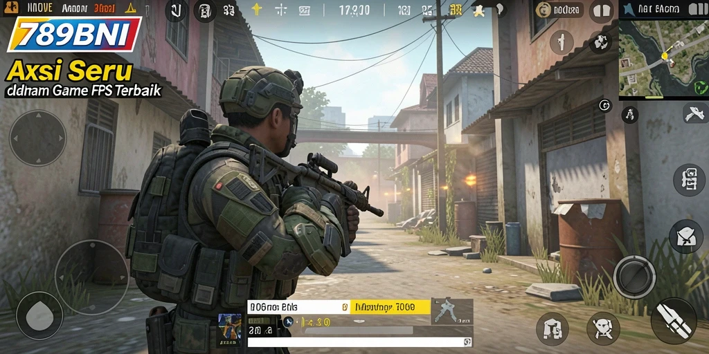 Tangkapan layar menunjukkan aksi mendebarkan dalam battlefield FPS.