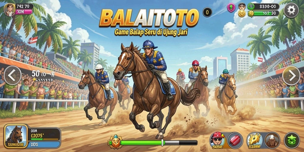 Screenshot gameplay BALAITOTO menampilkan balapan yang mendebarkan.