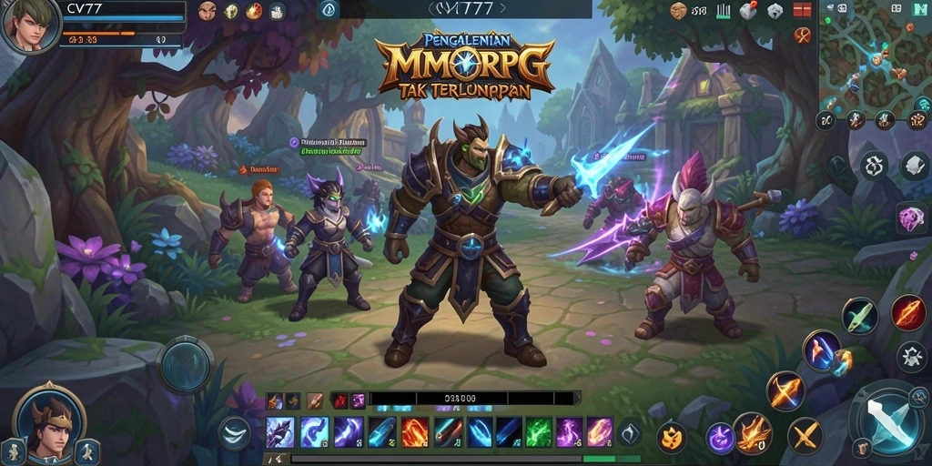 Tampilan gameplay menakjubkan dari CV777 yang menggambarkan petualangan MMORPG.
