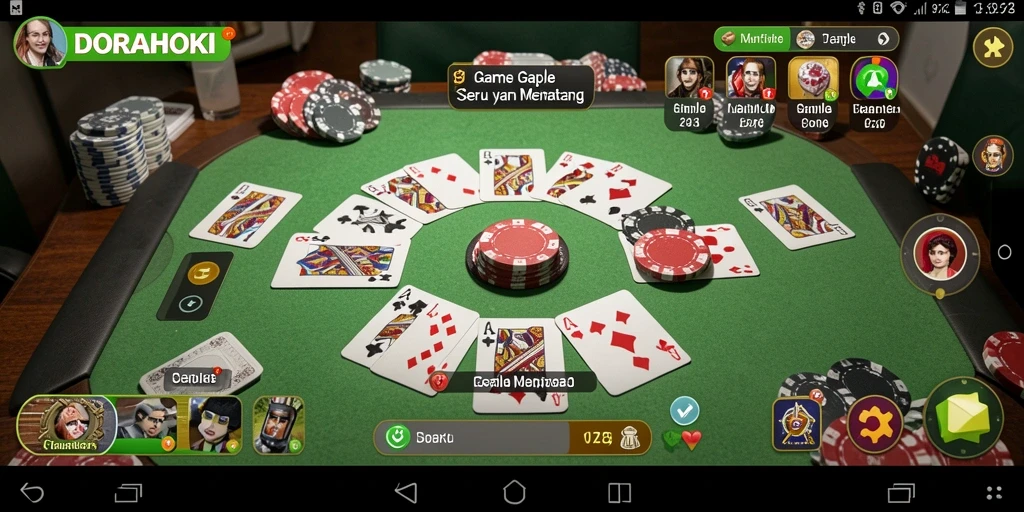 Screenshot gameplay DORAHOKI yang menunjukkan suasana permainan Gaple.