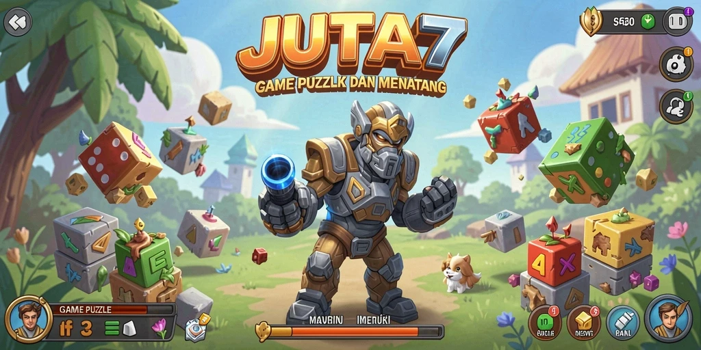 Tampilan gameplay JUTA7 dengan berbagai puzzle menarik.