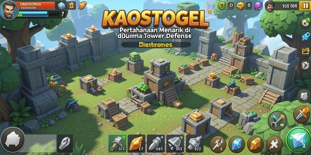 Gameplay menegangkan dengan pertahanan menara dalam KAOSTOGEL.