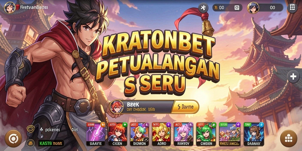 Screenshot utama KRATONBET menampilkan aksi pertarungan karakter anime.