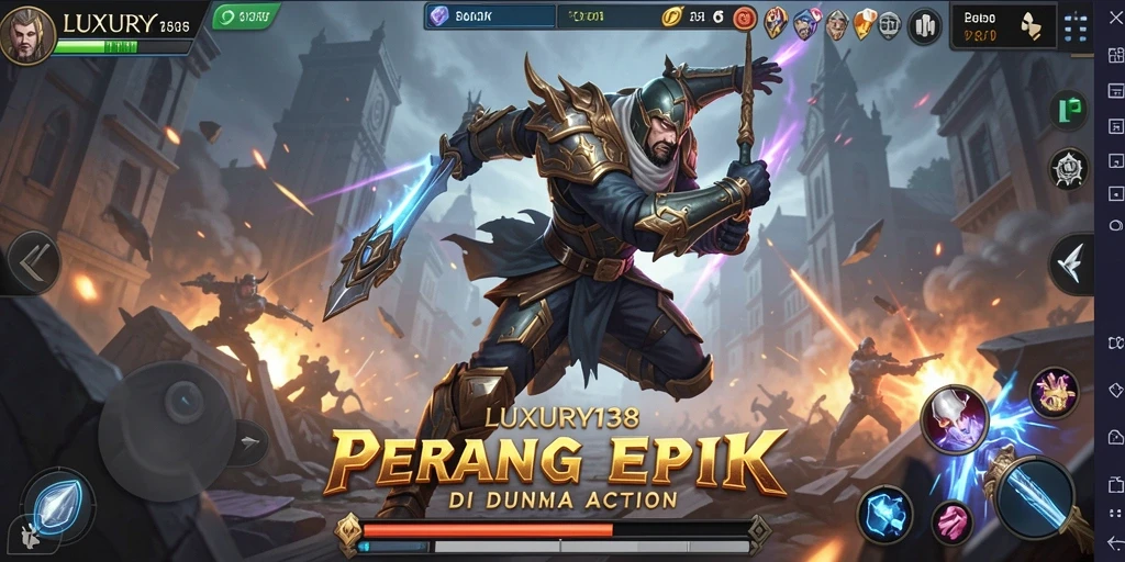 Tangkapan layar gameplay LUXURY138 dengan aksi pertempuran yang mendebarkan.
