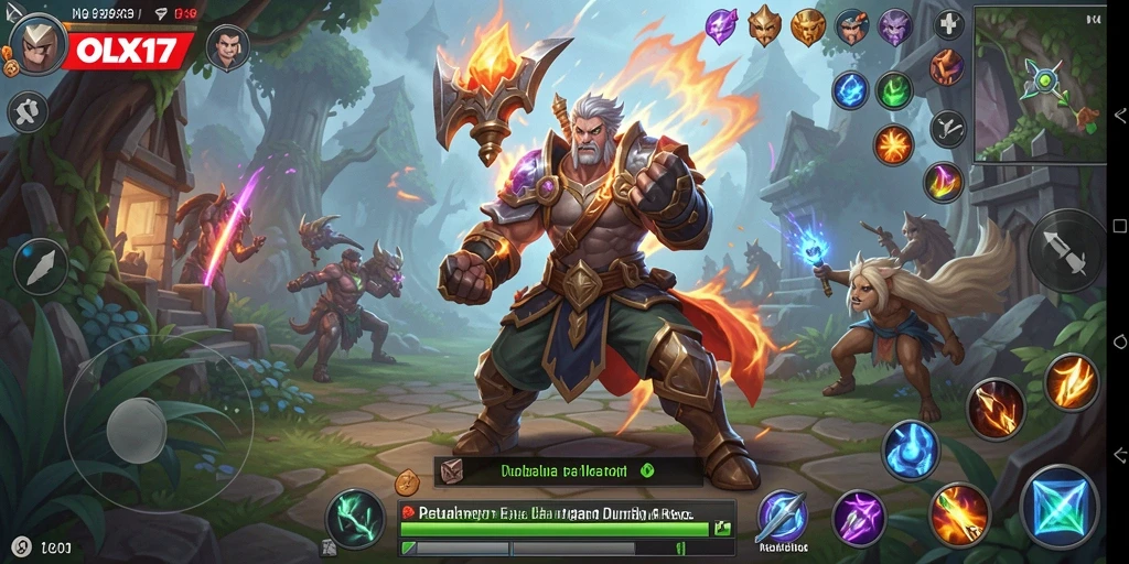 Screenshot OLX17 dengan tampilan aksi pertarungan epic dalam gameplay ARPG.