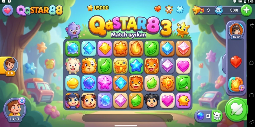 Gameplay seru dari QQSTAR88 yang penuh tantangan Match-3.