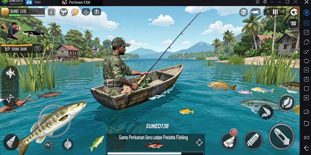 Tampilan gameplay SUNEO138 yang menakjubkan saat menangkap ikan.