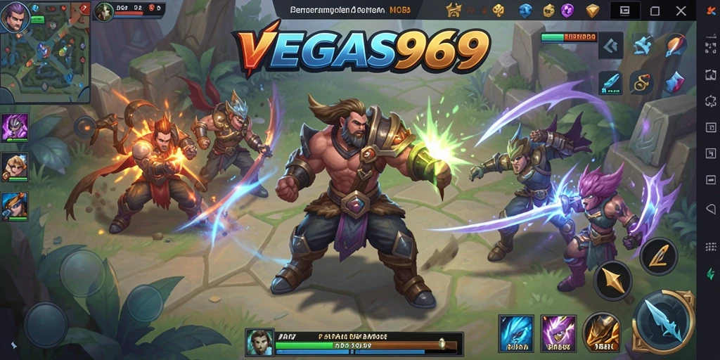 Tampilan seru pertarungan dalam game MOBA VEGAS969.